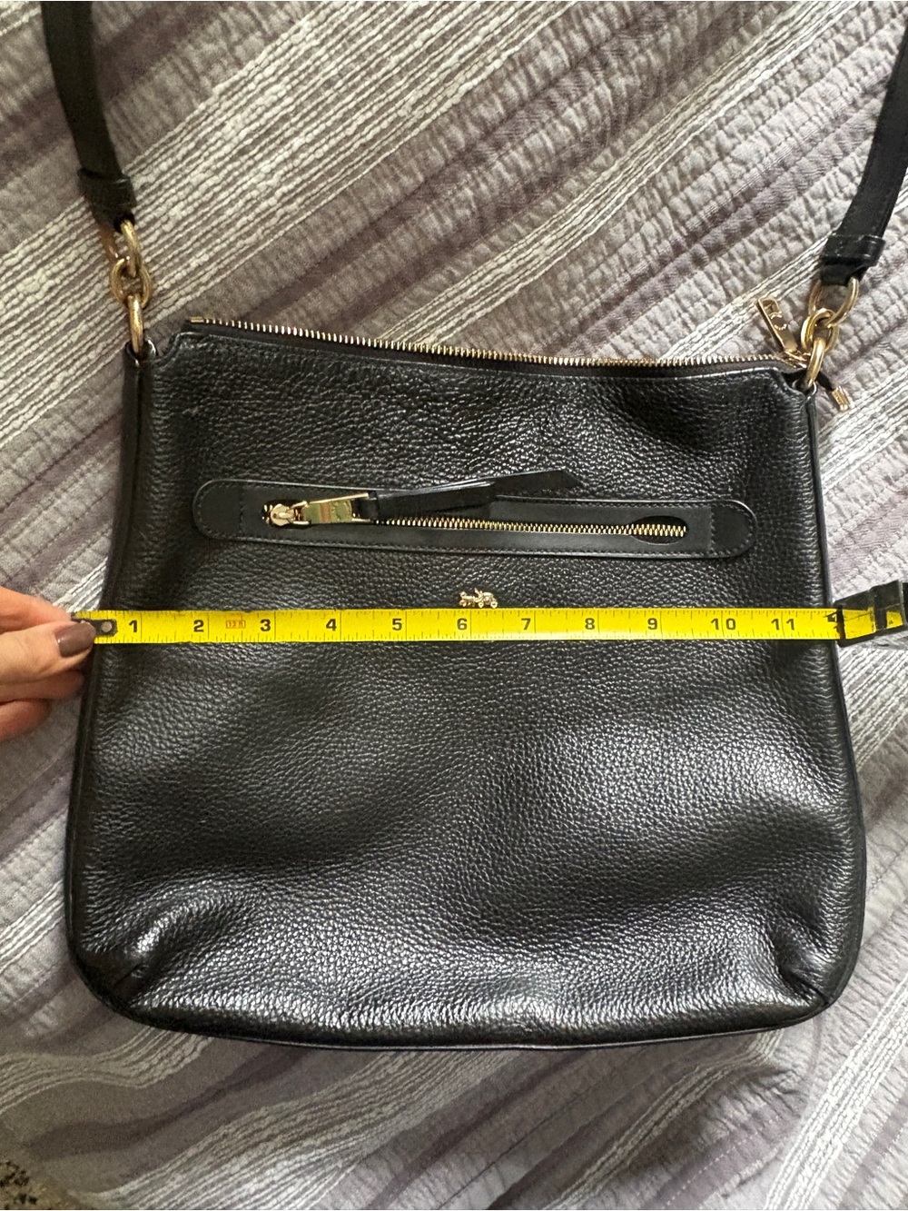 Coach Black Pebbled Leather Crossbody with Gold Hardware - Picture 9 of 10